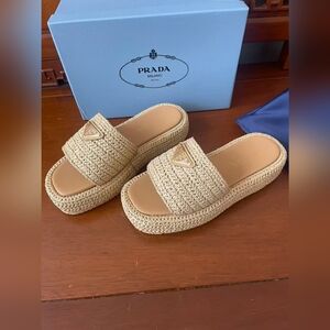 Prada Crochet Platform Sandals